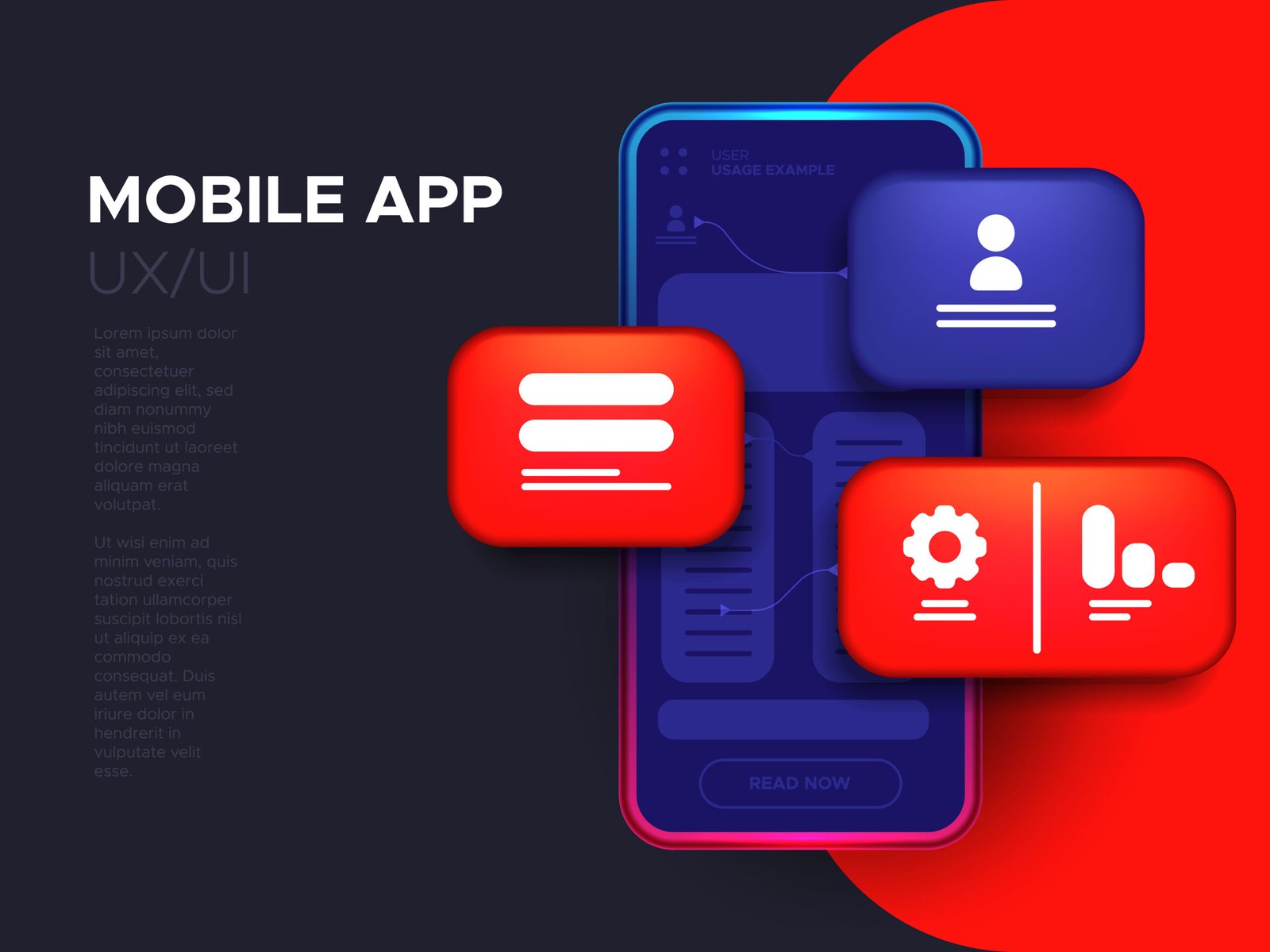 Mobile app development and . concept user interface design ui,ux.